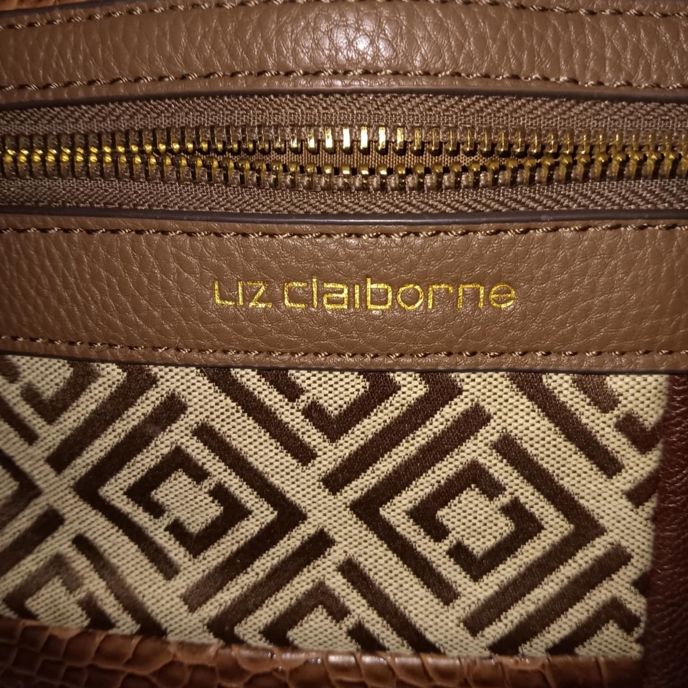 Liz Claiborne Brown Shoulder Bag with Geometric Design